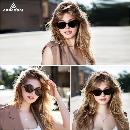 Vista 2 de Gafas de sol retro ovaladas para mujer, diseño de ojo de gato de los años 90, estilo vintage, AP3650