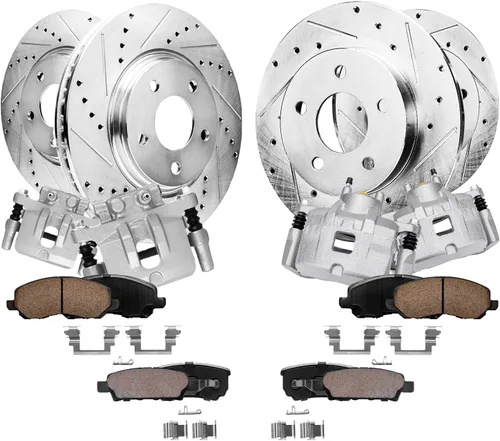 Vista 91 de Detroit Axle - 4 rotores de freno para Chevrolet Cruze 2014 2015 [modelos de motores de gas] Rotores de freno de disco perforados y ranurados