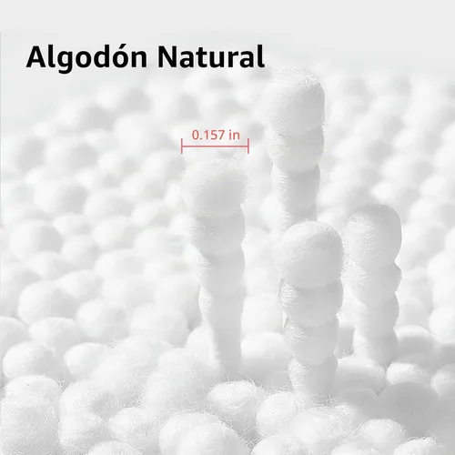 Vista 3 de 500 mini hisopos de algodón con barra de papel, espiral/redondo de algodón, cabeza de algodón pequeña para cuidado personal y limpieza