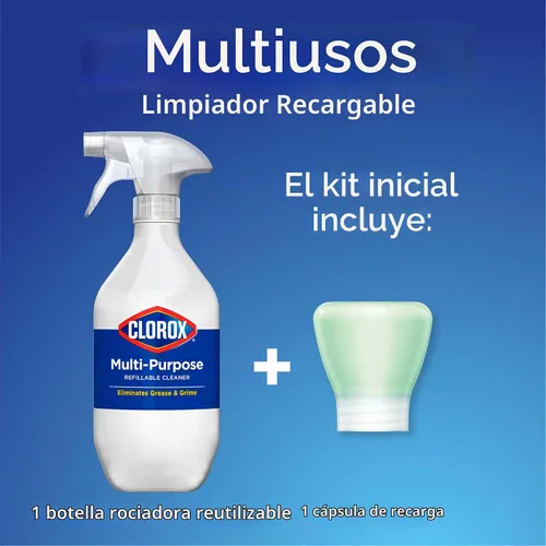 Vista 2 de Clorox Recambio de spray multiusos, esenciales para el hogar, 3 x 1.125fo repuestos concentrados