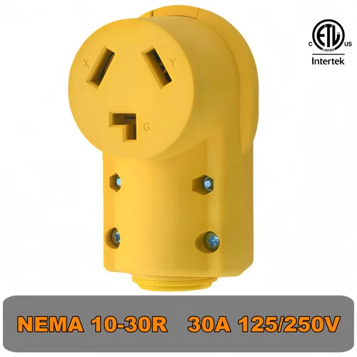 Vista 2 de Receptáculo NEMA 10-30R, 30 amperios, 125/250 voltios, conector de 3 cables de 3 polos, 30 A CA de grado industrial, enchufe hembra de grado