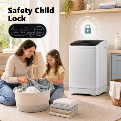 Vista 7 de COSTWAY Lavadora portátil de 7.7 libras, completamente automática con bomba
