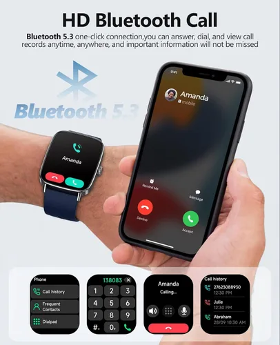 Vista 4 de SOUYIE 2025 Relojes inteligentes para hombres y mujeres, reloj inteligente de 1.85" con voz AI, monitor de frecuencia cardíaca 24/7, rastreador