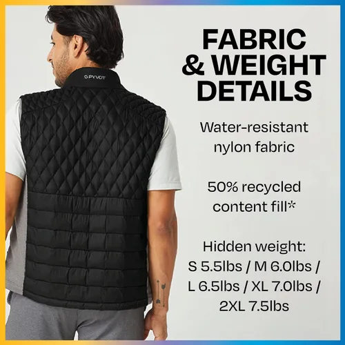 Vista 4 de PYVOT Chaleco Acolchado con Peso Dash para Hombre, Ropa Inspirada en Manta Pesada para Problemas Sensoriales