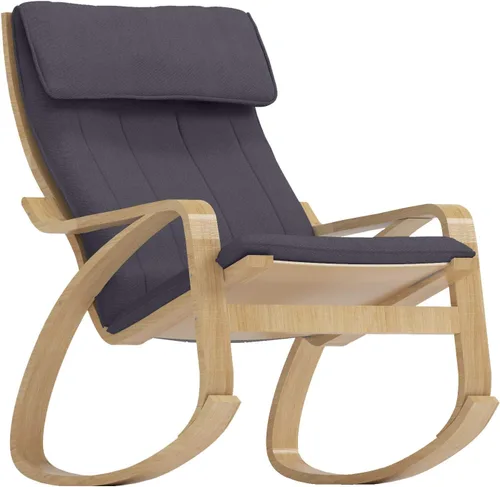 Vista 4 de Funda de repuesto para silla Poang de algodón, compatible con IKEA Poang funda para sillón solo color gris oscuro