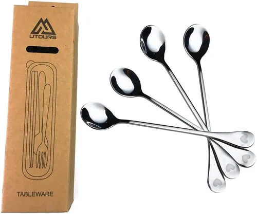 Vista 6 de Cucharas románticas de postres de 4 piezas, cuchara de acero inoxidable con mango de corazón para café, postres, té, helado, azúcar