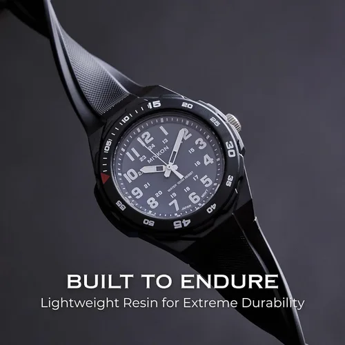Vista 5 de Miykon Black Analog Sports Dive Watches for Men 100M Waterproof Watch with Rotating Bezel, Tactical Swiss Army Field Watch with Military Time