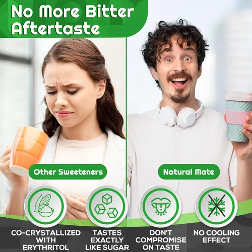 Vista 4 de Natural Mate Edulcorante sin calorías – Polvo granular orgánico de stevia mezclado con eritritol – Reemplazo de azúcar 2:1 para ceto, paleo, bajo IG
