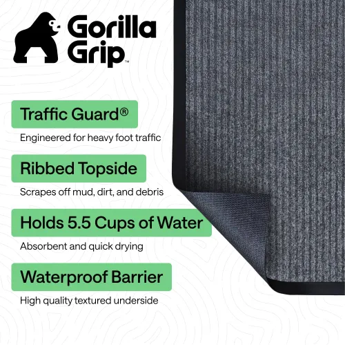 Vista 34 de Gorilla Grip - Tapete afelpado original de goma con perfil bajo, resistente, duradero, impermeable y fácil de limpiar para interior y exterior Marrón