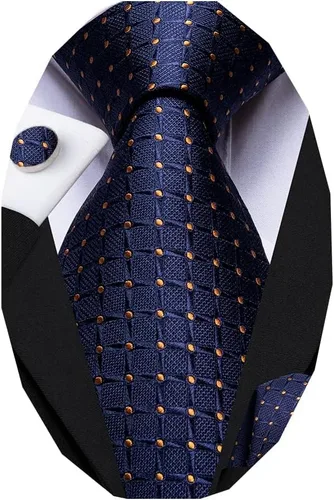 Vista 163 de Dubulle Corbata tejida de cachemira para hombre y gemelos de pañuelo para hombre, conjunto de gemelos para boda formal y negocios