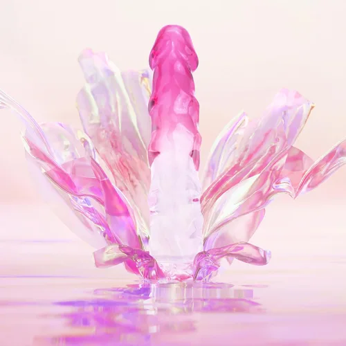 Vista 7 de Juguete sexual realista consolador rosa para mujeres – TUFEEL G Spot Juguetes para adultos, pene transparente degradado con fuerte ventosa, polla