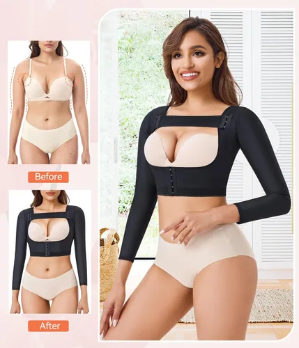 Vista 5 de LANCS Mangas de compresión postquirúrgica para mujer, parte superior del brazo, chaleco corrector de postura, faja moldeadora