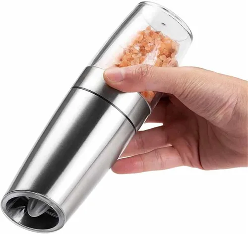Vista 8 de Molinillo eléctrico automático de pimienta, molinillo de especias de inducción por gravedad, molinillo de pimienta, juego de molinillo de sal