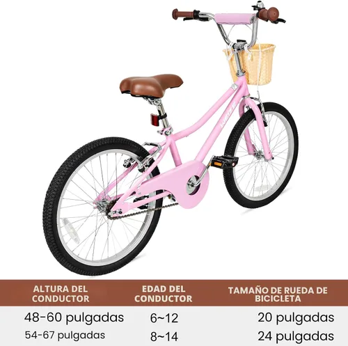 Vista 5 de WEIZE Girls Bike 20 24 Inch Teenage Tween Kids Cruiser Bike Commuter Bicycles with V-Brake Pink White