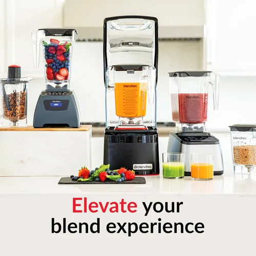Vista 2 de Blendtec Classic 575 - Licuadora, tarro WildSide+ de 90 onzas, espátula de cuchara y libro de recetas, color negro