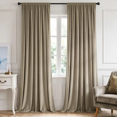 Vista 41 de MIULEE - Juego de 2 paneles de cortinas negro opacas y térmicas de terciopelo para la sala de estar y dormitorio, con bolsillo para cortinero, de 63