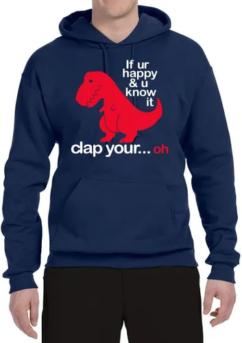 Vista 6 de Wild Bobby Sudadera con capucha unisex con estampado "If You're Happy and You Know it" de Dinausor