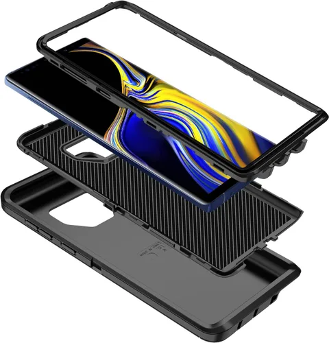 Vista 6 de Funda para Galaxy Note 9, a prueba de golpes, a prueba de caídas, a prueba de polvo, protección de cuerpo completo de 3 capas, funda rígida de alto