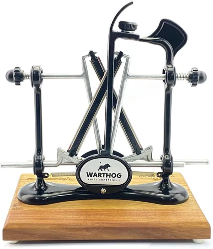 Vista 6 de Warthog V-Sharp Elite - Afiladores de cuchillos con base de madera de lujo, varillas de diamante, ángulos ajustables, construcción de marco de metal