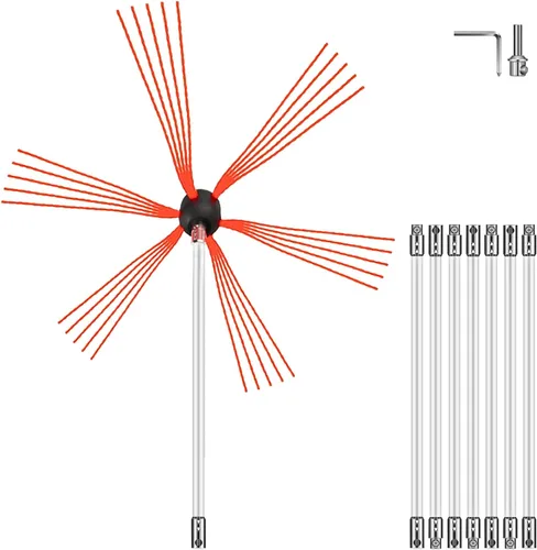 Vista 12 de VEVOR Kit de Limpieza de Chimenea de 20 Pies de Longitud, Kit de Cepillo para Chimenea con 6 Varillas Flexibles de Nylon, Kit de Limpieza