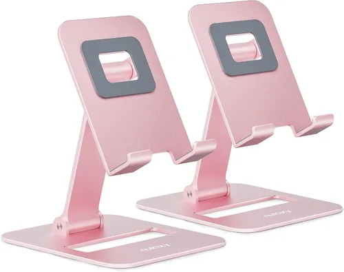 Vista 11 de Nulaxy Paquete de 2 soportes plegables dobles para teléfono celular, soporte de teléfono totalmente ajustable para escritorio, compatible con iPhone