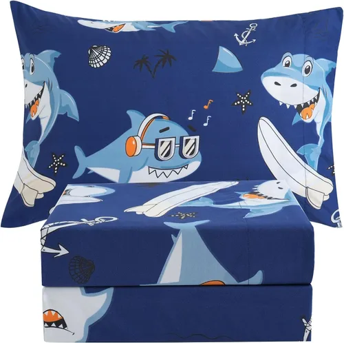 Vista 26 de JSD - Juego de sábanas de 3 piezas para niños, tamaño individual Soft Printed Microfiber Sheet and Pillowcase Set, OEKO-TEX Certified, 16 inch Deep