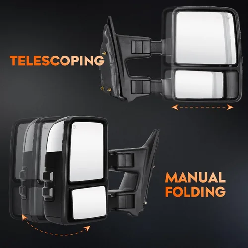 Vista 5 de Youxmoto Espejos de remolque para Ford F250 F350 F450 F550 2008-2016, espejos para camioneta Super Duty, climatizados; telescópicos/plegables