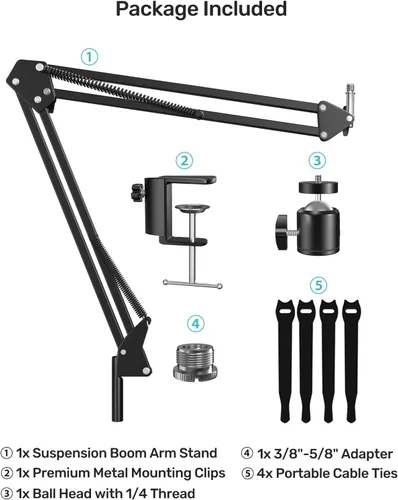 Vista 8 de Soporte para cámara web para escritorio, soporte de brazo con abrazadera
