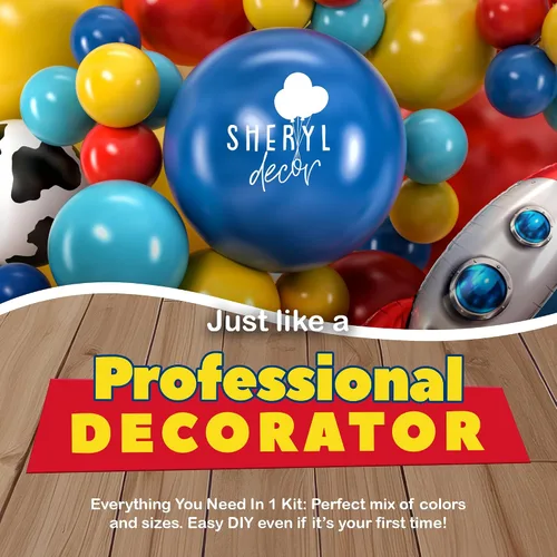 Vista 7 de Kit de guirnalda y arco de globos de Toy Story TODO EN 1 para decoraciones de fiesta de cumpleaños de Toy Story y baby shower - Globos de látex