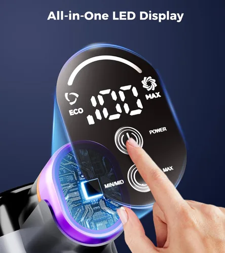Vista 8 de VIAFLY Aspiradora inalámbrica, 550 W/45 Kpa/60 minutos, aspiradoras antienredos para el hogar con autoportante, pantalla LDE, aspiradora inalámbrica