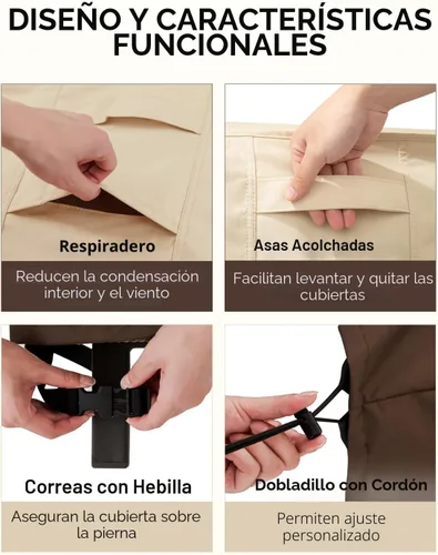 Vista 6 de loriano Juego de fundas para muebles de patio, 4 piezas de fundas impermeables para muebles de exterior, 600D de alta resistencia, juego de fundas