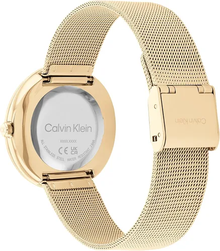 Vista 3 de Calvin Klein Caja chapada en oro de cuarzo y reloj de pulsera de malla para mujer color chapado en oro Modelo 25200012 Dorado Gold Plated