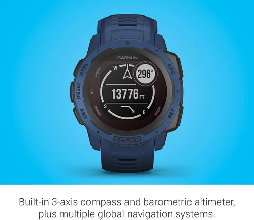 Vista 6 de Garmin - Reloj inteligente Instinct Solar Rugged GPS de 1.772 in - Azul marea (renovado)