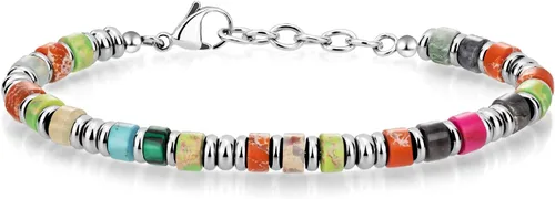 Vista 10 de SIUMAL Pulsera para hombre, pulseras bohemias de acero inoxidable para hombres, pulseras de cuentas, regalos de joyería para marido, padre, amigos