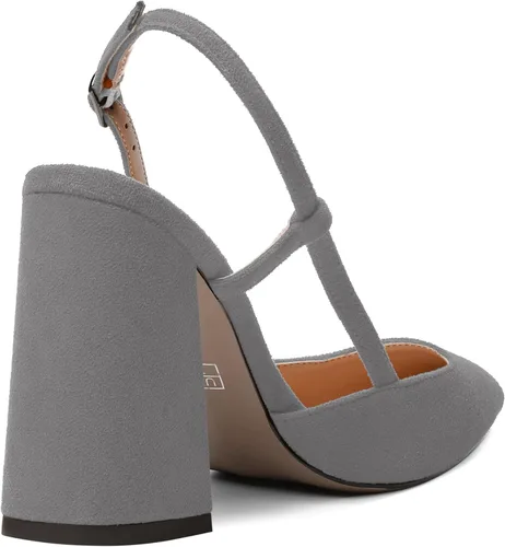 Vista 5 de WAYDERNS Zapatos de tacón alto grueso con hebilla para mujer, con correa ajustable y puntera puntiaguda, de 4 pulgadas