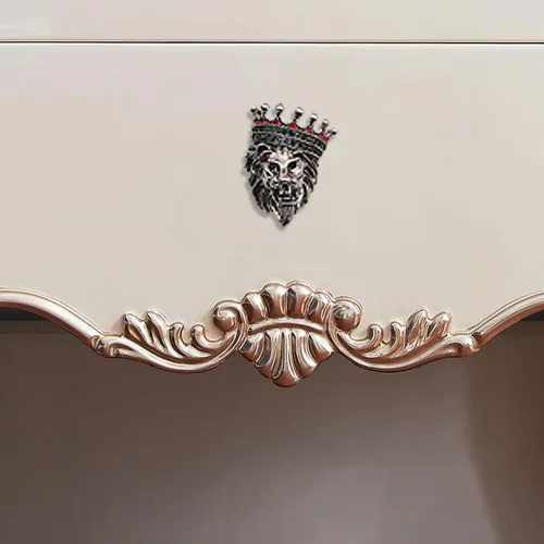 Vista 7 de Glorovazas - Pomo de gabinete de león – Mango de animal retro, 6 piezas de decoración de corona para tocador