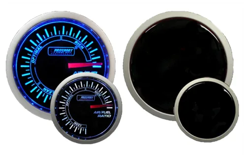 Vista 7 de Prosport Performance Medidor de relación de combustible aire de banda ancha Crystal Blue Series Lente ámbar/blanco transparente con puntero blanco