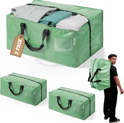 Vista 11 de WORKPRO 1 paquete de bolsas de mudanza extra grandes con cremalleras y asas de transporte, correas de mochila, bolsa de almacenamiento resistente