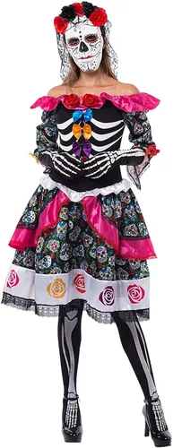 Vista 3 de Disfraz de Halloween para mujer del Día de los Muertos