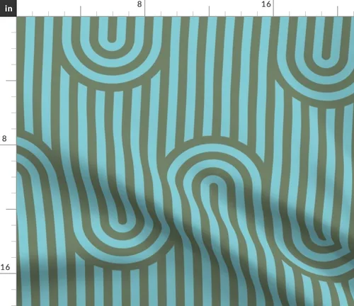 Vista 3 de Spoonflower Fabric Modern Stripe Abstract Waves on Petal Cotton Fat Quarter Arches Blue Mod Lines Ocean Use for Sewing Quilting Apparel Home