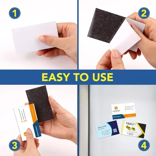 Vista 7 de DIYMAG Imanes para tarjetas de visita de 3.5 x 2 pulgadas, 45 paquetes de láminas magnéticas flexibles con adhesivo despegable y pegajoso, imán