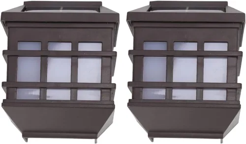 Vista 6 de Fafeicy 2 unids luz blanca LED solar luces de pared al aire libre impermeable panel lámpara de pared decorativa para patio jardín villa