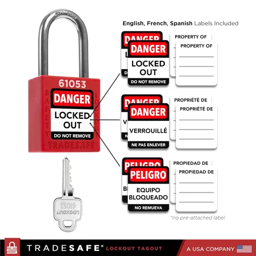Vista 7 de TRADESAFE Kit profesional de etiquetado de bloqueo - Cerraduras Loto, cerradura de válvula de puerta, bloqueo de válvula de bola, cerraduras