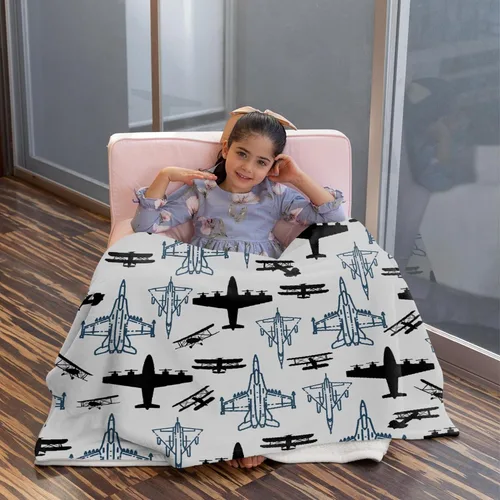 Vista 4 de Manta de avión, regalo para hombres, regalos de aviones para niños, niños y adultos, edredones de franela suave y mullida, decoración de avión
