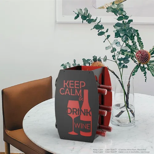 Vista 8 de Mango Steam Estante para vinos Keep Calm de dos tonos, negro y rojo