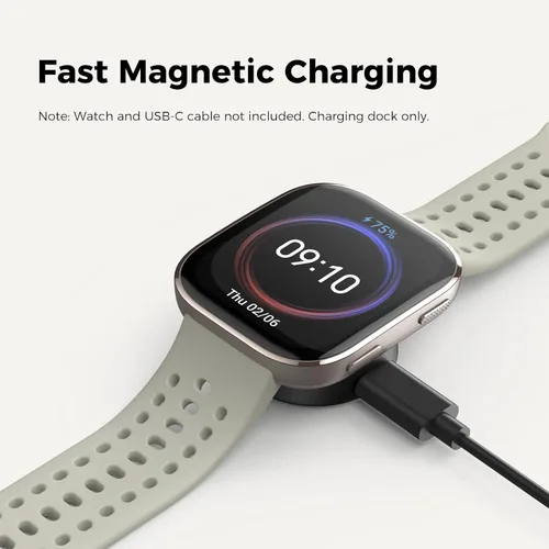 Vista 2 de Base de carga magnética USB-C para Amazfit Bip 6 / Active 2 (redonda y cuadrada), paquete de 2