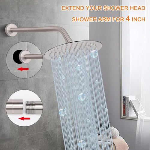 Vista 4 de Brazo de Extensión para Cabezal de Ducha, Extensor de Ducha con Salida de Agua - Reduce la Altura Existente, Extensión de Tubería de Ducha