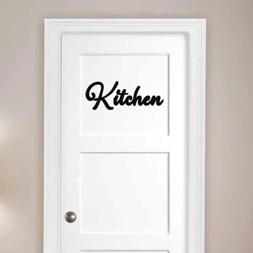 Vista 2 de Cursive Kitchen Text - Calcomanía de vinilo para pared, color negro (11 pulgadas)
