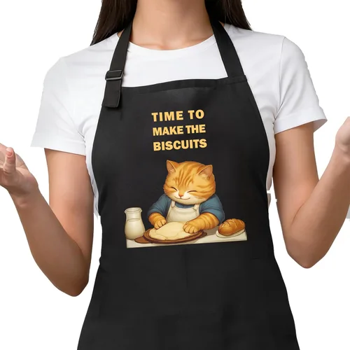 Vista 8 de MICPTUB - Divertidos delantales ajustables para hornear gatos occidentales con bolsillos, regalos para mujeres panaderas, amantes de los gatos