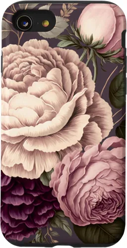 Vista 18 de Elegant Blush Pink & Purple Vintage Floral Rose & Peony Case for iPhone 17